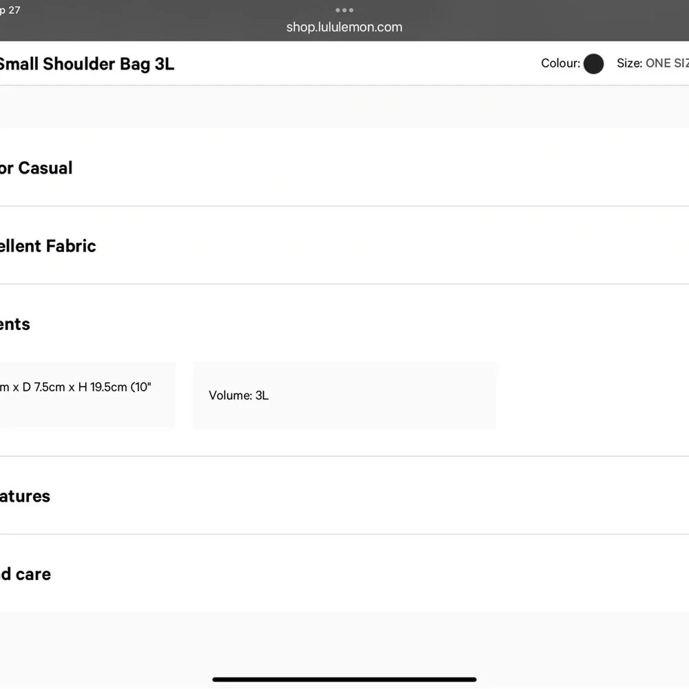 Lululemon Black City Essentials Shoulder Bag 3L - Picture 3 of 4